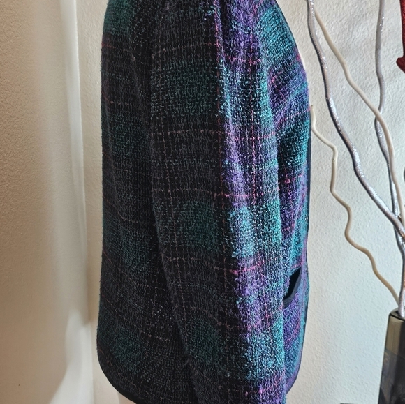 Vintage 80s/90s purple & teal plaid blazer - Picture 5 of 8